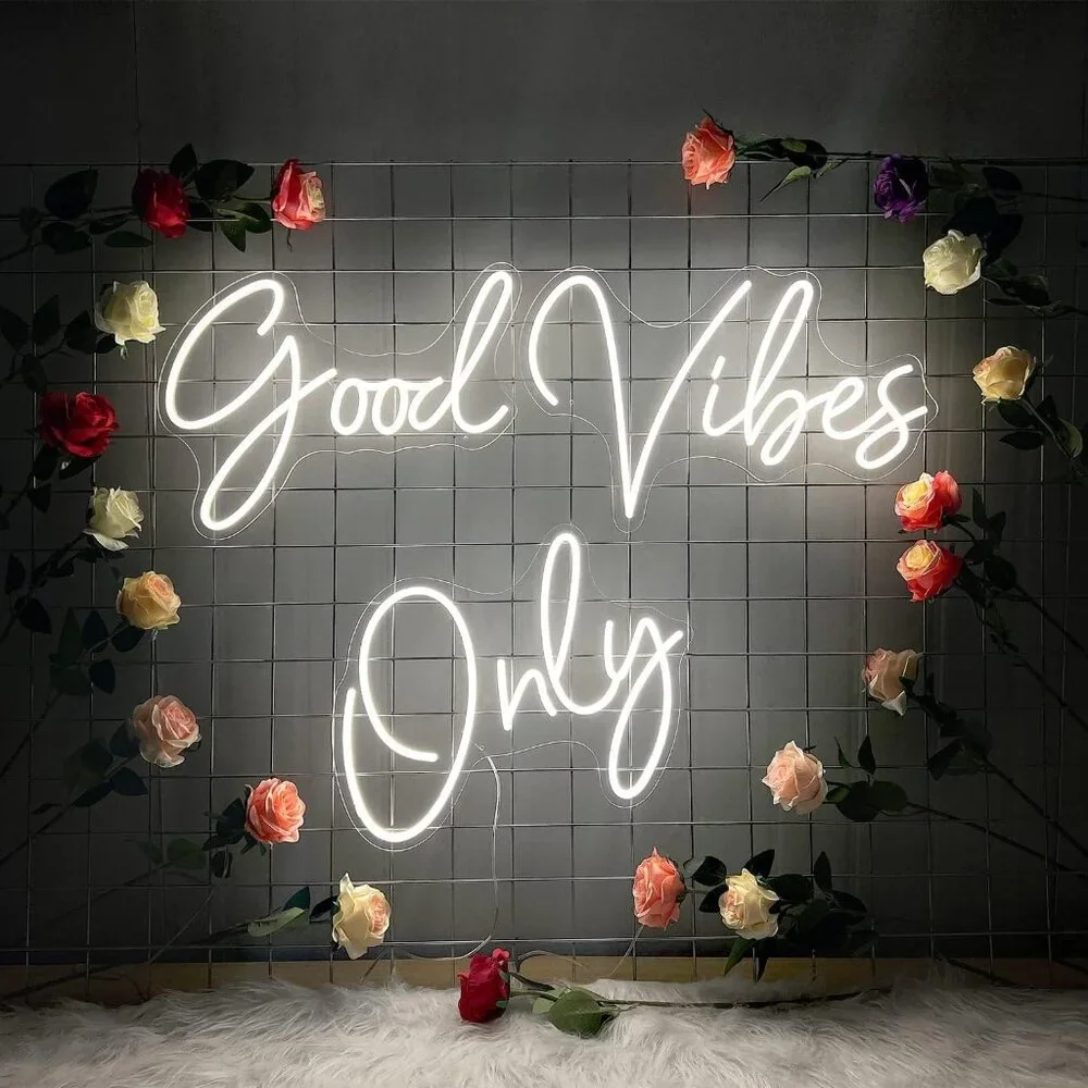 Large Good Vibes Only Neon Sign Wall Decorations Big Neon Lights for Bedroom